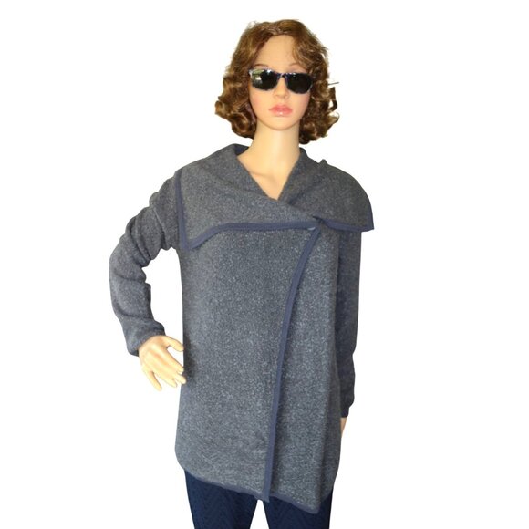 NWT Kensie Dark Gray Malley Boucle Jersey Jacket Asymmetrical Sweater Womens S - Picture 1 of 12